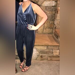 Navy Gianni Bini velvet jumpsuit - size M